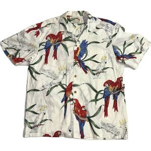 Vtg Paridise Found Hawaiian Men's Shirt In White  Rare Find‎ Lg Button Down Gvc